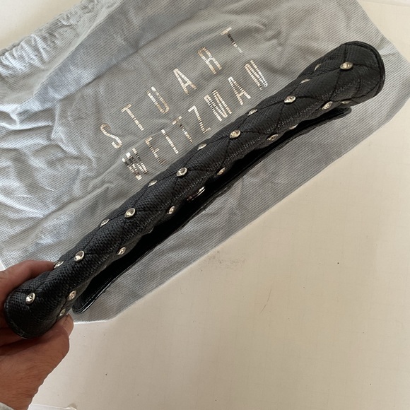Stuart Weitzman RARE woven Leather Rhinestone Clutch - Picture 9 of 16